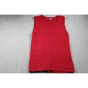 LOFT Outlet Sweater Womens Medium Red Textured Knit Pullover Tank Top Sleeveless